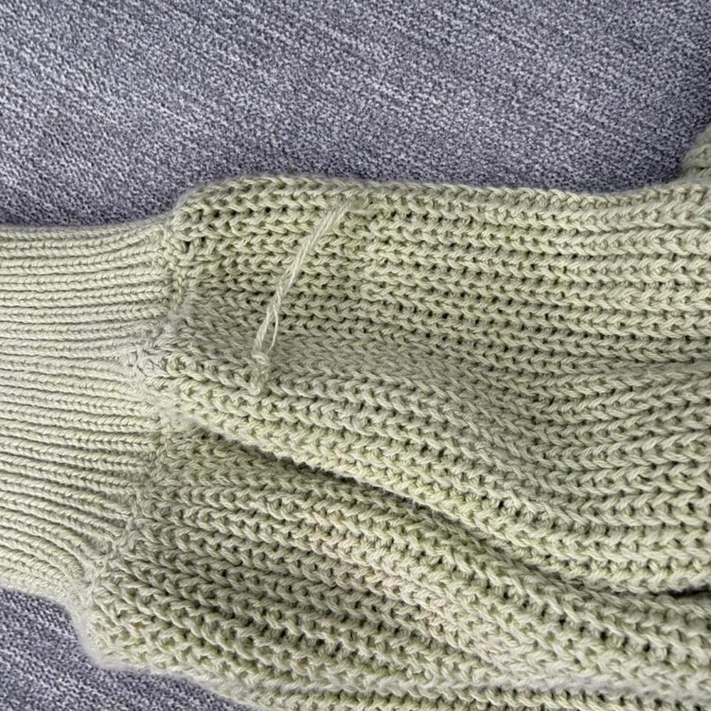 Cotton On Sage Green Chunky Knit Open Front Cardigan Balloon Sleeve Small - Picture 4 of 6